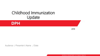 GEORGIA DEPARTMENT OF PUBLIC HEALTH
Childhood Immunization
Update
DPH
Audience / Presenter’s Name / Date
2019
 