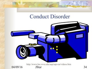 04/09/16 JStar 34
Conduct Disorder
http://www.hsc.wvu.edu/aap/aap-car/videos.htm
 