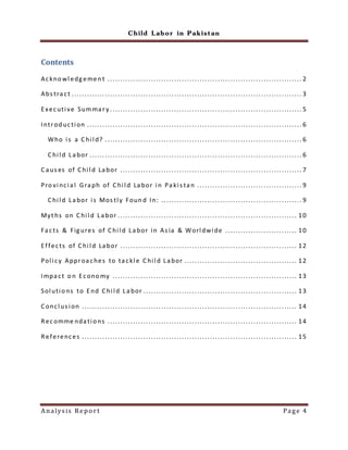 Child labor in the pakistan report | DOCX
