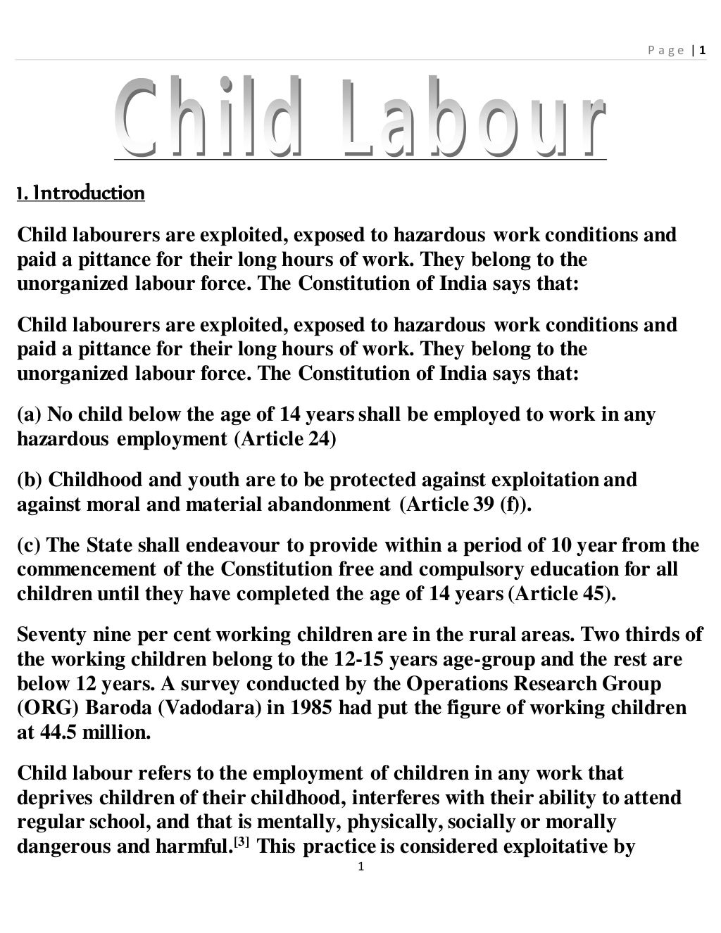 thesis of child labor