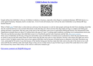Child Labour In America | PPT