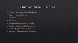 Child labour in oliver twist