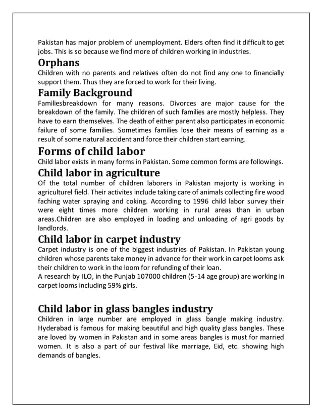 Child labour in pakistan | PDF
