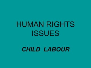 HUMAN RIGHTS ISSUES CHILD  LABOUR 