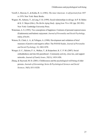 Childlessness and psychological wellbeing in midlife and old age an ...