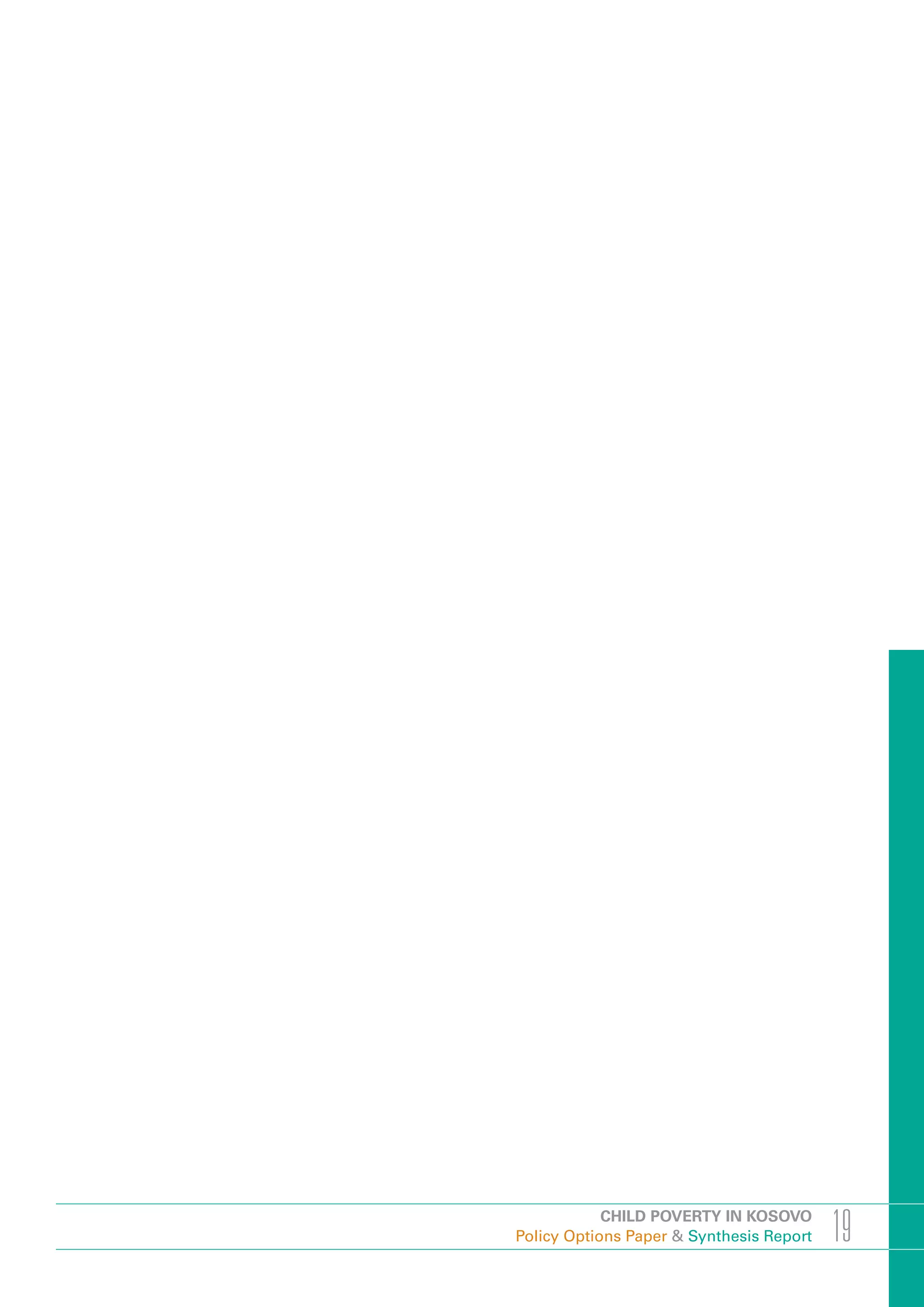 CHILD POVERTY IN KOSOVO
Policy Options Paper & Synthesis Report   19
 