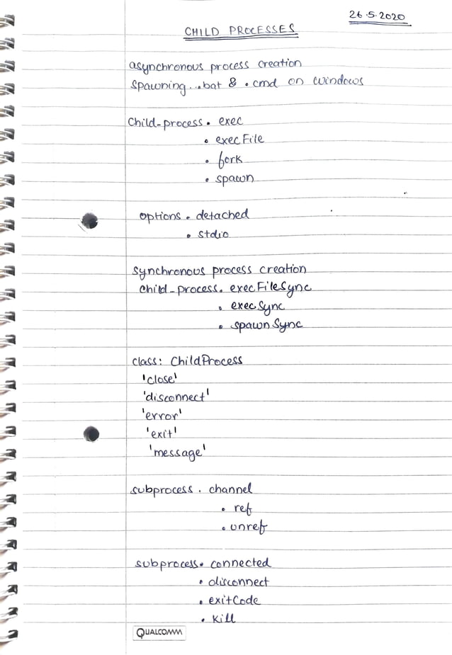 Child processes - Node.js : Notes | PDF