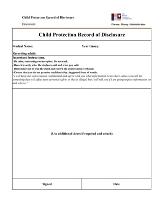 Child protection record of disclosure | PDF