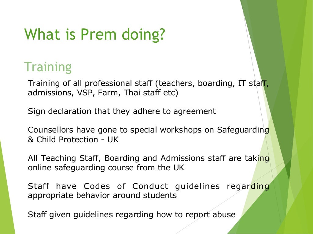 Child protection training for parents.