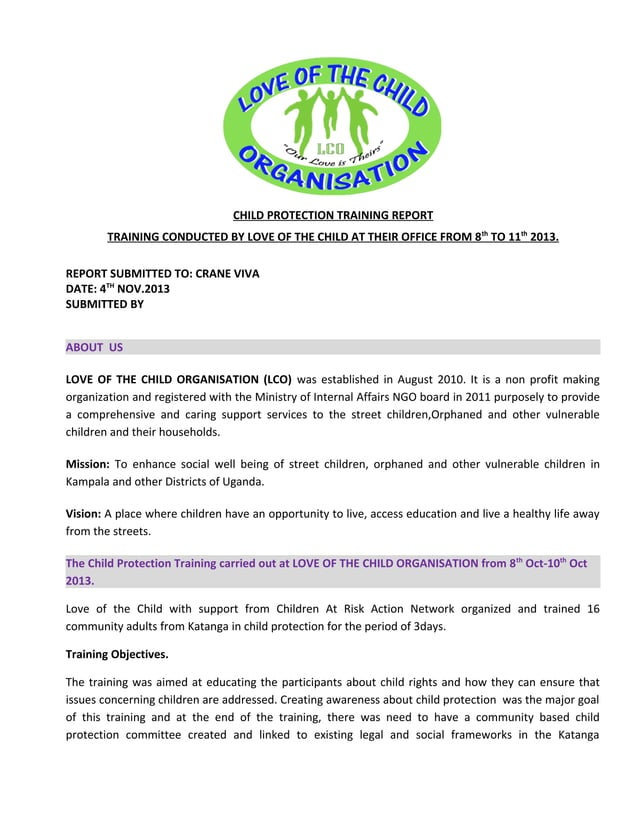 Child protection training report
