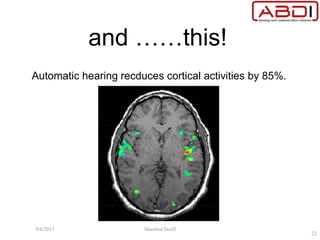 Automatic hearing recduces cortical activities by 85%.
and ……this!
9/6/2015 Manfred Stoifl
22
 