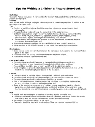 Children's Picture Storybook Assignment | DOCX