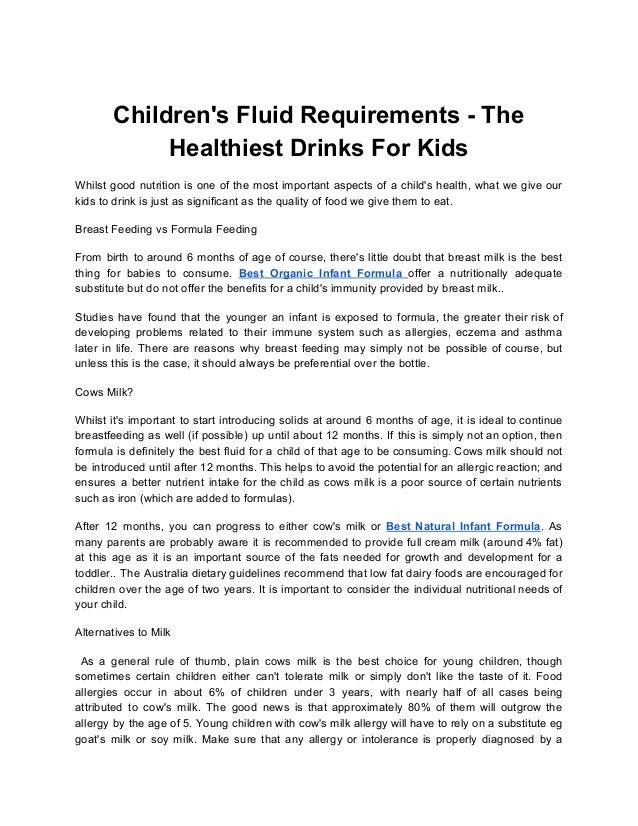 Children's fluid requirements the healthiest drinks for kids