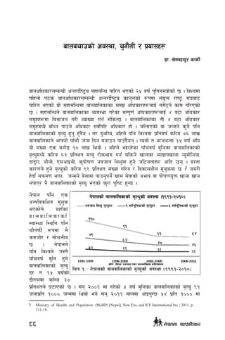 afnclwsf/;DaGwL cGt/f{li6«o dxf;lGw kfl/t ePsf] @% jif{ k'lu;;s]sf] 5 . ljZjdf
klxnf] k6s afnclwsf/;DaGwL cGt/f{li6«o sfg'gsf] ¿kdf ;+o'Qm /fi6« ;+3af6
kfl/t ePsf] of] dxf;lGwdf afnaflnsfsf ;du| clwsf/x¿nfO{ ;d]6g] sfd ul/Psf]
5 . dxf;lGwn] afnaflnsfsf Joj:yf u/]sf ;Dk"0f{ clwsf/x¿nfO{ $ j6f clwsf/
;d"xx¿df ljefhg u/L JofVof ug{ ;lsG5 . afnaflnsfsf tL $ j6f clwsf/
;d"xdWo] afFRg kfpg] clwsf/ ;jf]{kl/ clwsf/ xf] . hlGdPsf] jf hGdg] s'g} klg
afnaflnsfsf] d[To' x'g' x'Fb}g . t/ b'ef{Uo, clxn] klg ljZjdf k|ltjif{ sl/a &^ nfv
afnaflnsfn] cfˆgf] kfFrf} hGd lbg dgfpg kfpFb}gg . To;f] t cfheGbf !% jif{ cl3
of] ;+Vof Ps s/f]8 !) nfv lyof] . clxn] eO/x]sf kfFrjif{ d'lgsf afnaflnsfsf]
d[To'dWo] sl/a ^# k|ltzt dTo' /f]syfd ug{ ;lsg] vfnsf emf8fkvfnf Go"df]lgof,
bfb'/f, cf}nf], PrcfOeL, s'kf]if0f gjhft lzz'df x'g] hl6ntfx¿ cflb 5g . o:tf
sf/0fn] x'g] d[To'sf] sl/a (( k|ltzt ;+Vof ul/a / ljsf;zLn d'n'sdf 5 .1
o;/L
x]bf{ ;+qmd0f eP/, hGdg] a]nfdf kfpg'kg{] vf; ;]jfsf] cefj jf kf]if0fo'Qm vfgf vfg
gkfP/ g} afnaflnsfsf] d[To' ePsf] s'/f k'li6 x'G5 .
g]kfn klg Ps
cNkljslzt d'n's
ePsf]n] oxfFsf
a f n a f l n s f s f ]
:jf:Yo l:ylt klg
rf}tkmL{ ¿kdf g}
sdhf]/ / ;f]rgLo
5 . g]kfnn]
klg ljZjn] h:t}
kfFrjif{ d'lg x'g]
afnaflnsfsf] d[To'
b/ t !% jif{sf]
bf}/fgdf sl/a #&
k|ltztn] 36fPsf] 5 . ;g @))! df /x]sf] % jif{ d'lgsf afnaflnsfsf] d[To' (!
hgfk|lt !))) hGddf lyof] eg] ;g @)!! ;fndf cfOk'Ubf %$ k|lt !))) df
1	 Ministry of Health and Population (MoHP) [Nepal], New Era, and ICF International Inc.; 2011. p.
111‐18.
afnarfpsf] cj:yf, r'gf}tL / k|of;x¿
8f= v]daxfb'/ sfsL{
lrq ! M g]kfnsf] afnaflnsfsf] d[To'sf] cj:yf -!((!–@)!)_
88 g]kfndf afnclwsf/
 