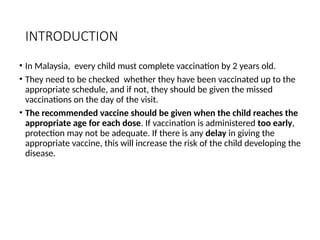 child immunization status in Approach to unwell child | PPTX