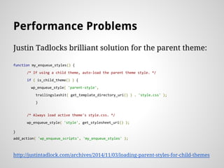 Performance Problems
Justin Tadlocks brilliant solution for the parent theme:
function my_enqueue_styles() {
/* If using a child theme, auto-load the parent theme style. */
if ( is_child_theme() ) {
wp_enqueue_style( 'parent-style',
trailingslashit( get_template_directory_uri() ) . 'style.css' );
}
/* Always load active theme's style.css. */
wp_enqueue_style( 'style', get_stylesheet_uri() );
}
add_action( 'wp_enqueue_scripts', 'my_enqueue_styles' );
http://justintadlock.com/archives/2014/11/03/loading-parent-styles-for-child-themes
 