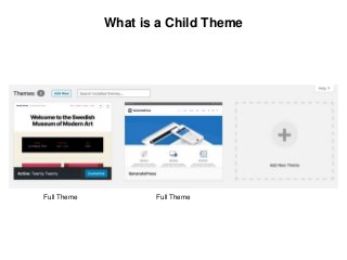 What is a Child Theme
Full Theme Full Theme
 