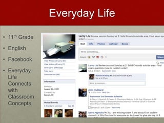 Everyday Life11th Grade EnglishFacebookEveryday Life Connects with Classroom Concepts 