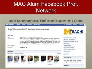 MAC Alum Facebook Prof. NetworkUofM Secondary MAC Professional Networking Group
