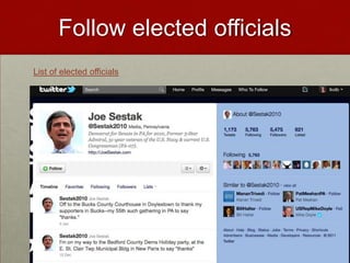 Follow elected officialsList of elected officials