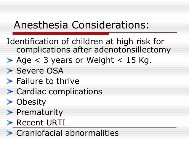 Child with OSA Anesthetic considerations