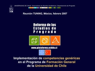 Reunión TUNING, México, febrero 2007




Implementación de competencias genéricas
  en el Programa de Formación General
        de la Universidad de Chile
 