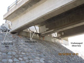 Failed shear key  Seismic bars Undamaged shear key  