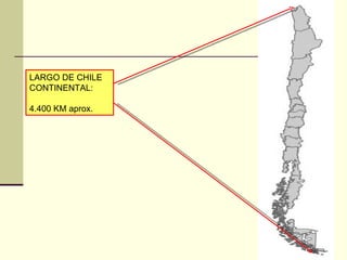 LARGO DE CHILE  CONTINENTAL:  4.400 KM aprox. 