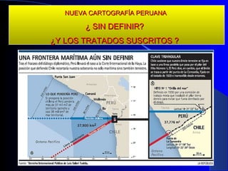 NUEVA CARTOGRAFÍA PERUANA

        ¿ SIN DEFINIR?
¿Y LOS TRATADOS SUSCRITOS ?




                               20
 