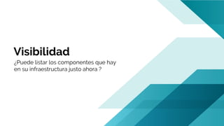 Visibilidad
¿Puede listar los componentes que hay
en su infraestructura justo ahora ?
 