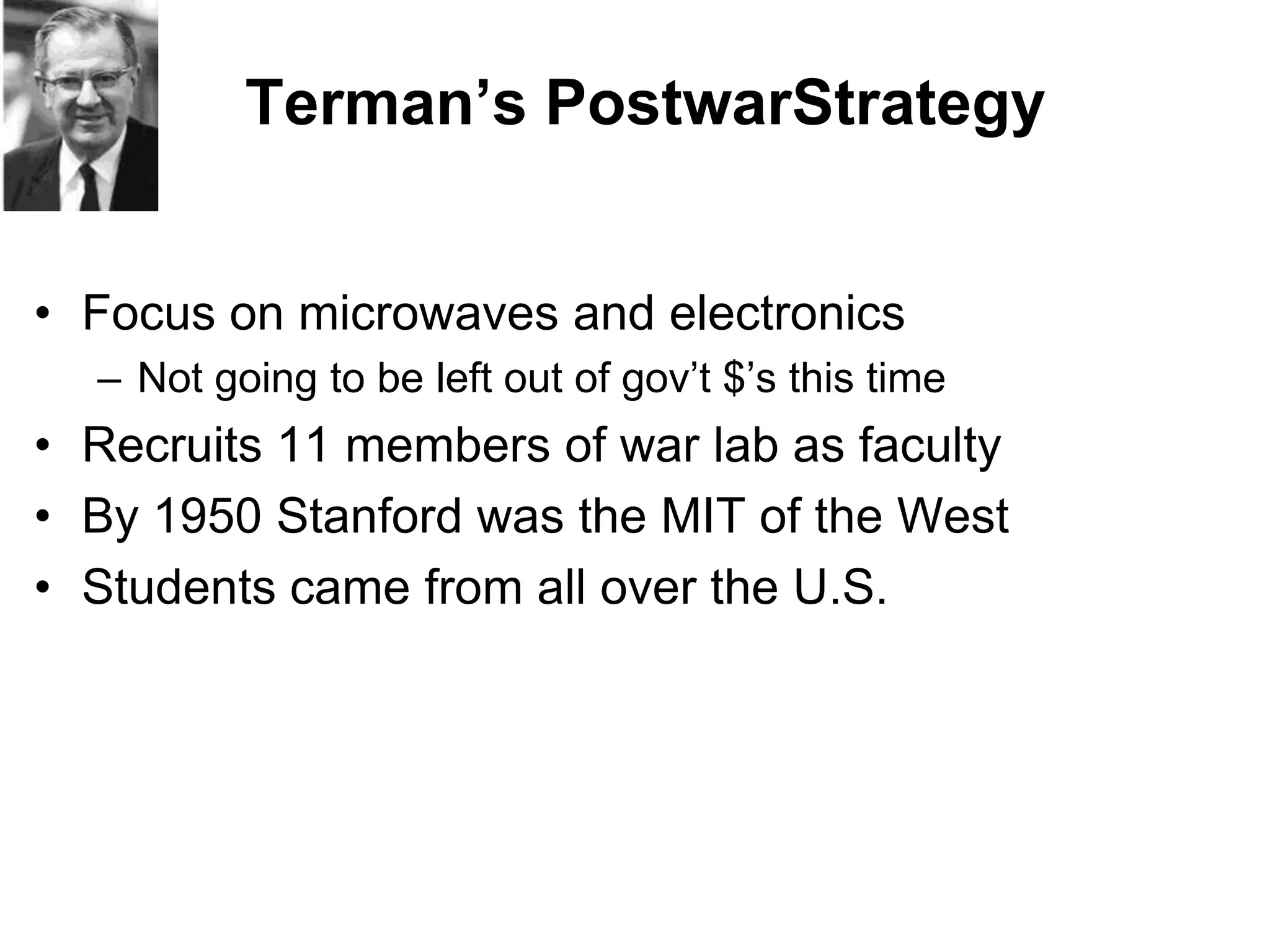 Who Ran this Secret Lab and became the Father of Electronic Warfare?Harvard Radio Research LabRan all electronic warfare in WWII 800 peopleDirector: Fredrick Terman - Stanford