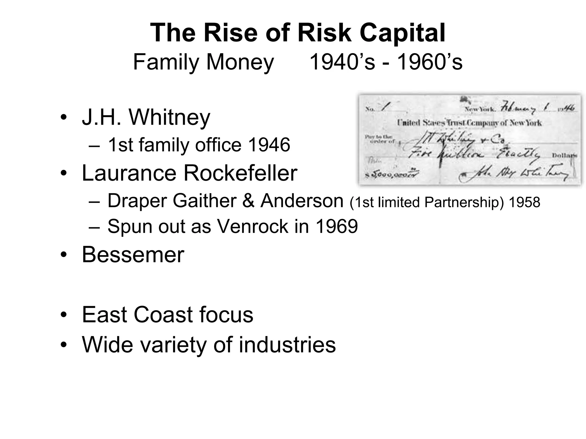 William Shockley“Great Researcher, Awesome Talent Spotter, Horrible Manager”Unintended consequences: “The traitorous 8” leave Shockley  found Fairchild Semiconductor1st VC-backed startupNoyce & Moore leave Fairchild to start Intel65 other chip companies in the next 20 years
