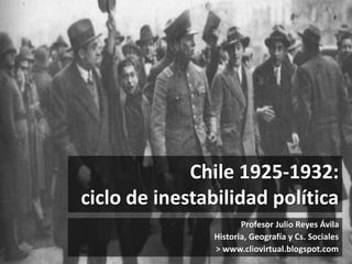 Chile 1925-1932:
ciclo de inestabilidad política
Profesor Julio Reyes Ávila
Historia, Geografía y Cs. Sociales
> www.cliovirtual.blogspot.com
 