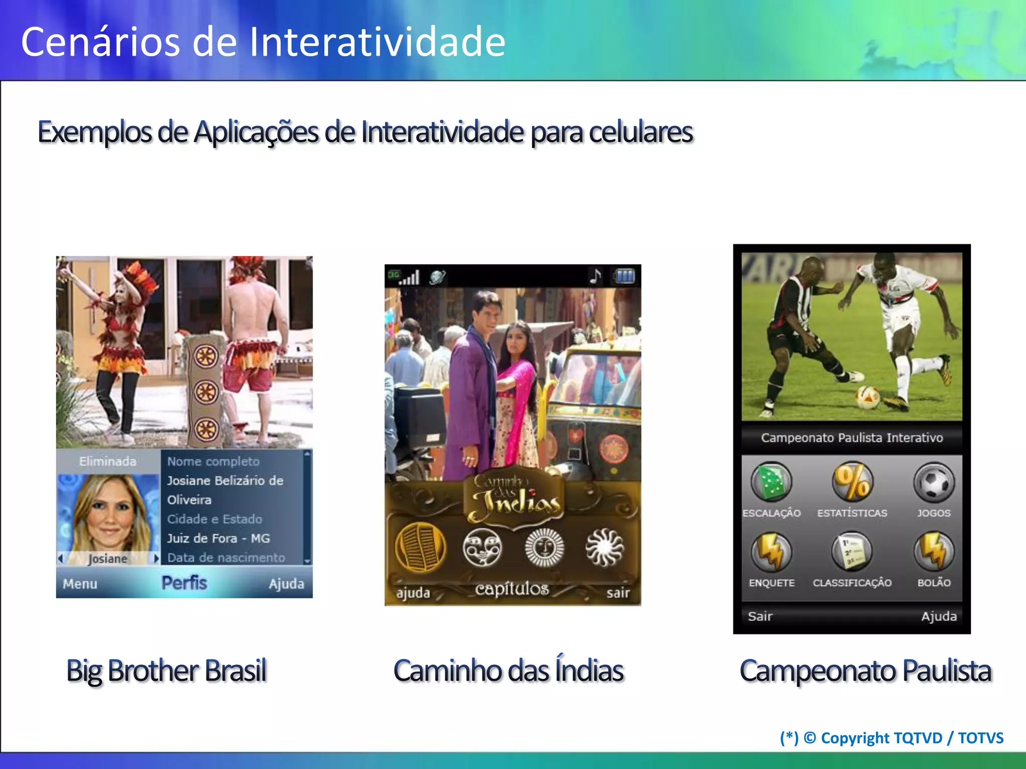 Cenários de Interatividade




                             (*) © Copyright TQTVD / TOTVS
 