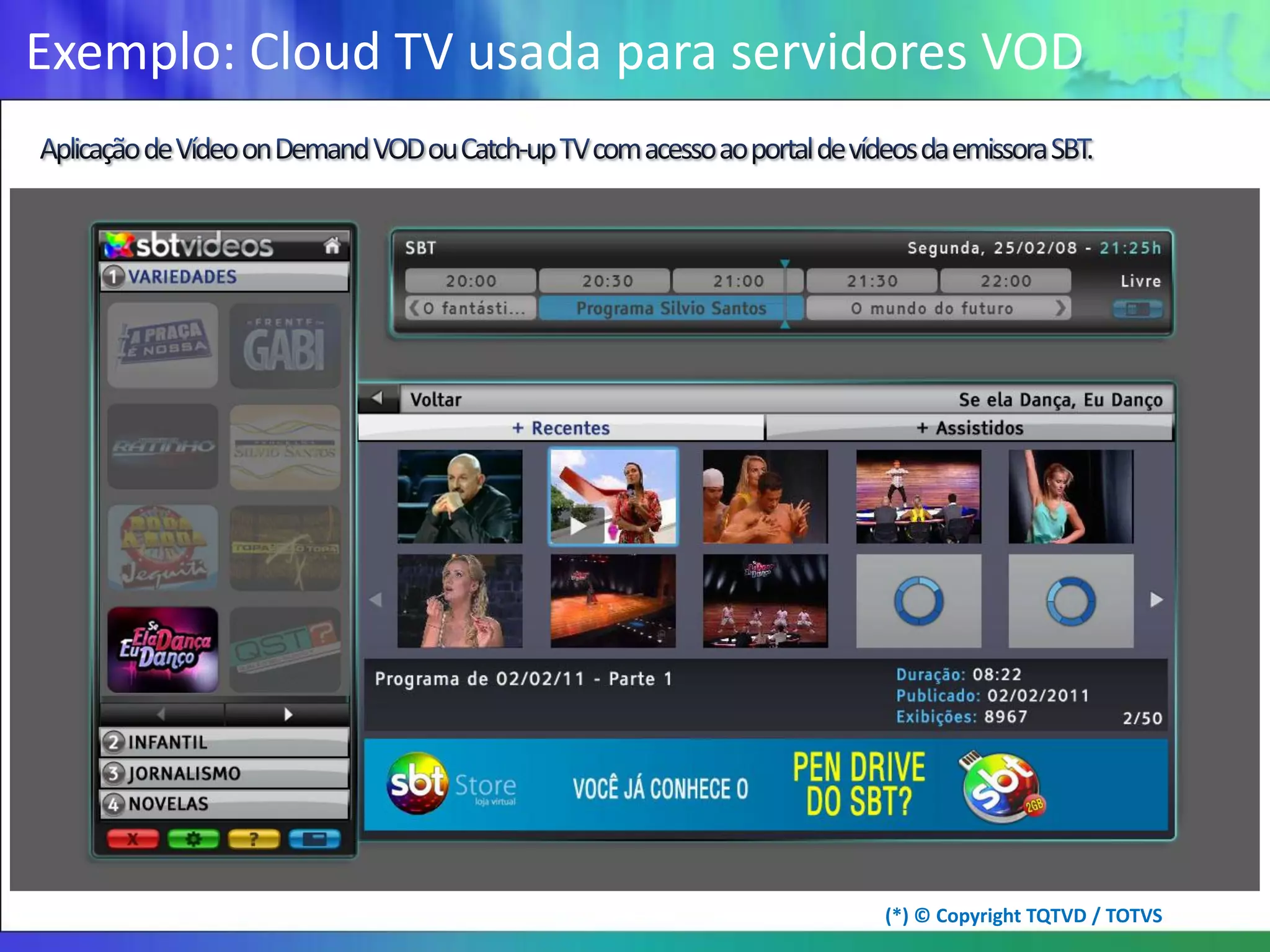 Exemplo: Cloud TV usada para servidores VOD




                                  (*) © Copyright TQTVD / TOTVS
 