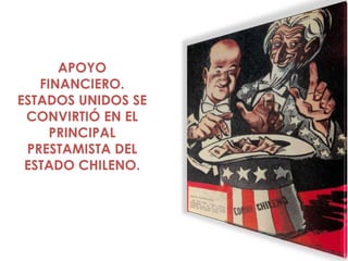 APOYO
   FINANCIERO.
ESTADOS UNIDOS SE
 CONVIRTIÓ EN EL
     PRINCIPAL
 PRESTAMISTA DEL
 ESTADO CHILENO.
 
