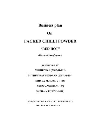 Chillipowder Business Plan
