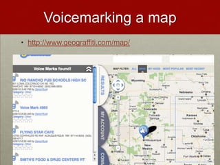 Mobile Surveys and Quizzeshttp://mobiode.com/Create surveys and quizzes online and send to phones via text message (cost) or mobile InternetTake Liz’s Surveyhttp://techtools.mobiode.mobi