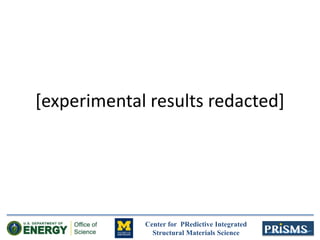 Center for PRedictive Integrated
Structural Materials Science
[experimental results redacted]
 