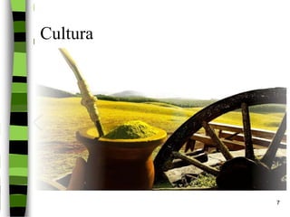  Em 2003, a história do chimarrão virou
enredo da escola de samba Aliança, de
Joaçaba, em Santa Catarina. O cantor
e compositor Vítor Ramil, em seu cd
Délibáb, fez a música "Chimarrão",
inspirada em um poema de João da
Cunha Vargas.
Cultura
7
 