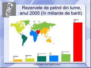 Rezervele de petrol din lume, anul 2005 (în miliarde de barili)  