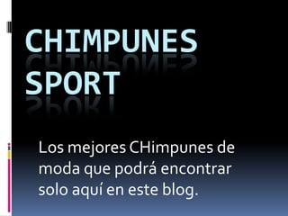 CHIMPUNES
SPORT
Los mejores CHimpunes de
moda que podrá encontrar
solo aquí en este blog.
 