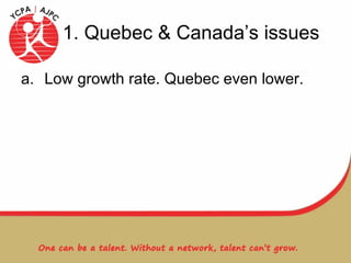 1. Quebec & Canada’s issues Low growth rate. Quebec even lower. 
