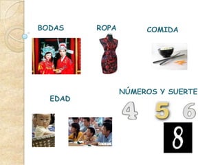 BODAS    ROPA        COMIDA




                NÚMEROS Y SUERTE
  EDAD
 