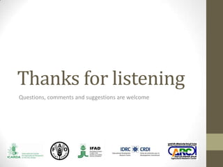 Thanks for listening
Questions, comments and suggestions are welcome
 