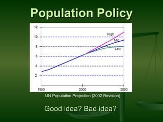 Population Policy Good idea? Bad idea?   UN Population Projection (2002 Revision)  