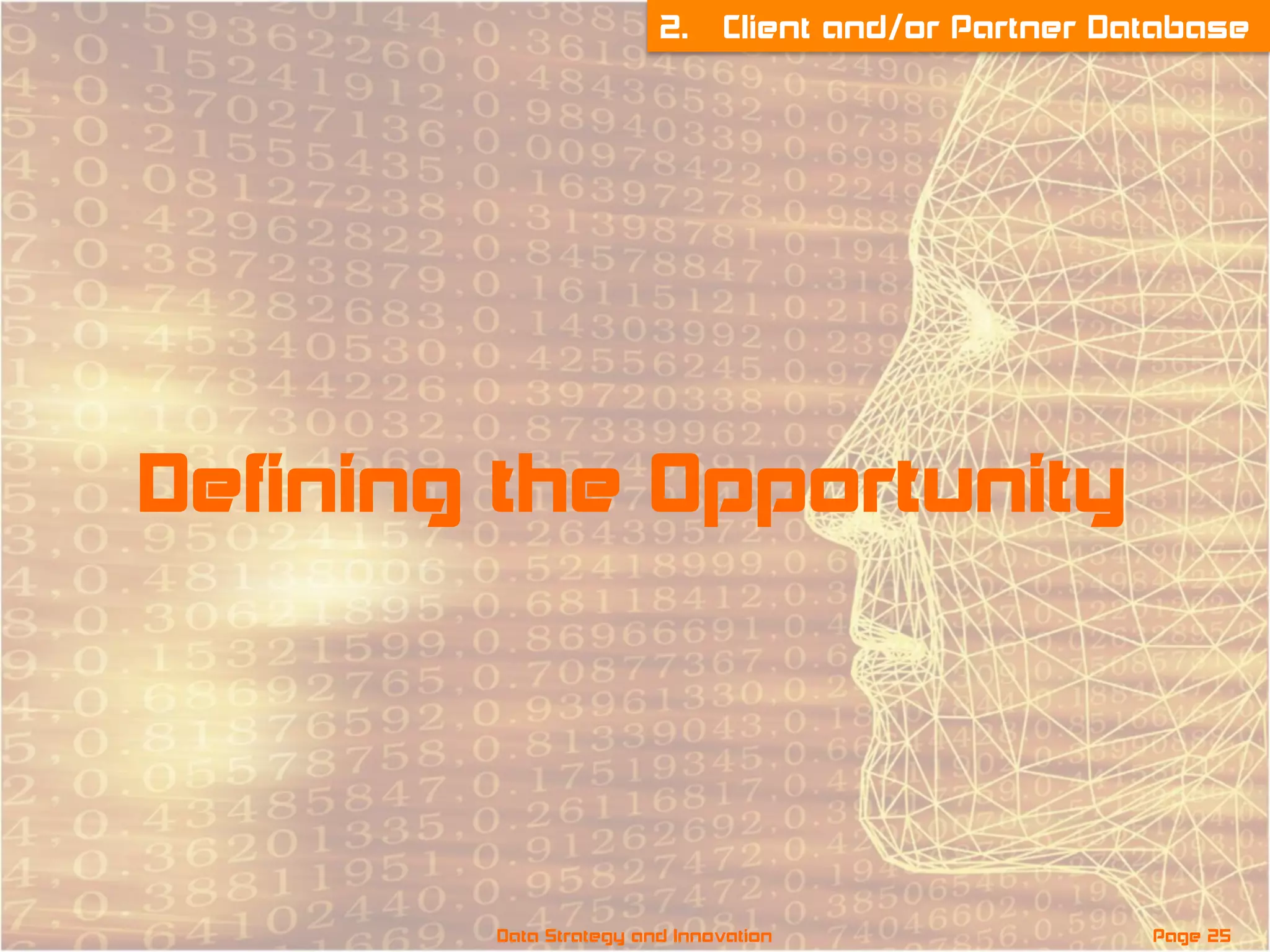Page 25Data Strategy and Innovation
2. Client and/or Partner Database
Defining the Opportunity
 