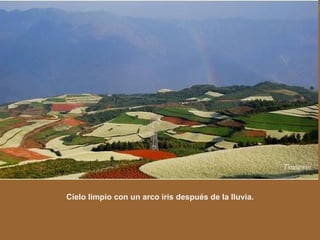 Cielo limpio con un arco iris después de la lluvia. 