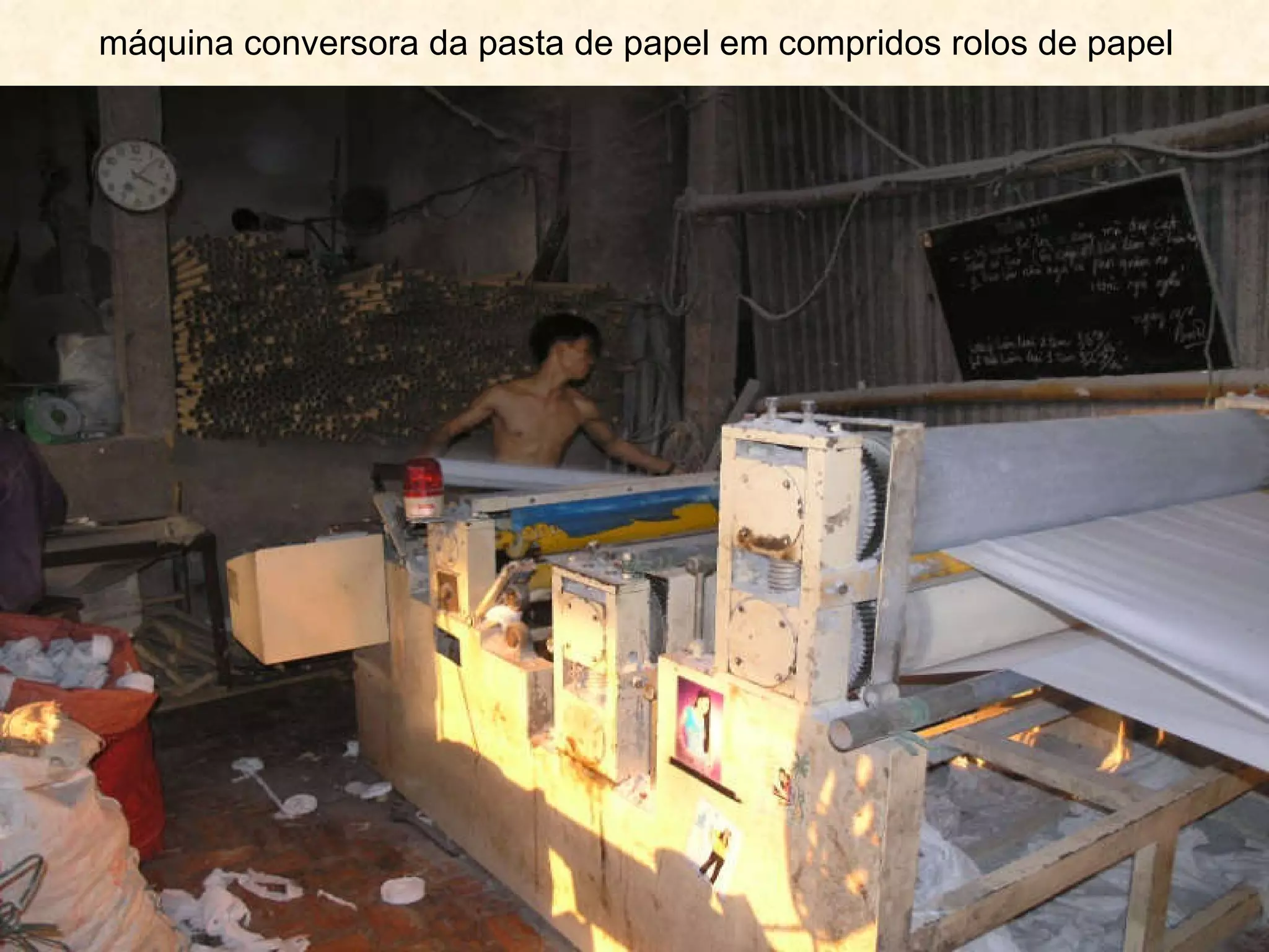 máquina conversora da pasta de papel em compridos rolos de papel 
