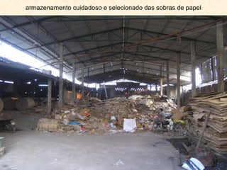 armazenamento cuidadoso e selecionado das sobras de papel
 
